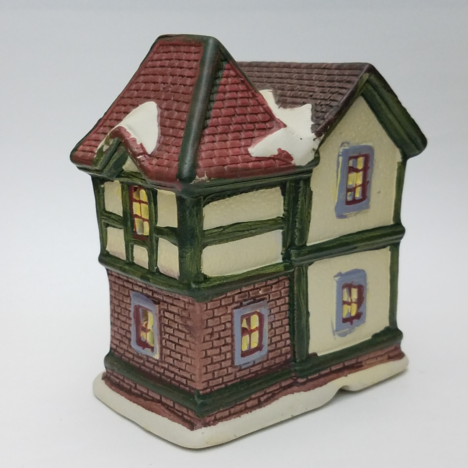 Holiday Time Two Store Bakery Shop Porcelain Mini House Christmas 92121B U4 4"H
