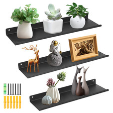 3pcs U-shaped Floating Shelves Wall Mounted Carbon Steel Wall Storage Shelves