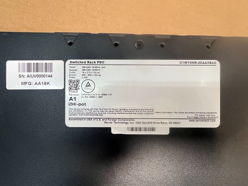 Server Technology PRO1 Switched PDU C1W16HR-2CAA5BAC - Unità di distribuzione dell'alimentazione - Foto 7 di 7