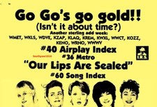 1981 Go Go's "Our Lips Are Sealed" Song Release Music Industry Promo Reprint Ad