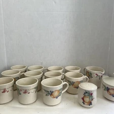 Corning USA Set of 11 Coffee Cups, Cream & Sugar And 1 Shaker ~ Fruit Design