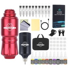 Rotary Tattoo Gun Machine Kit Complete with 1200mAh Power Supply Needles Inks