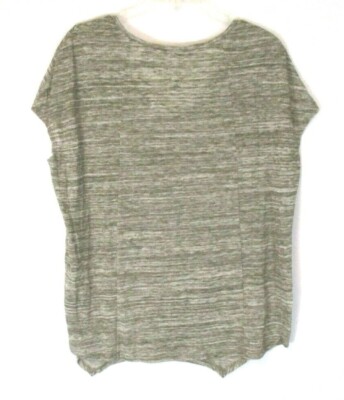 New Lisa Rinna Collection V Neck Burnout Shirt XS Army Green