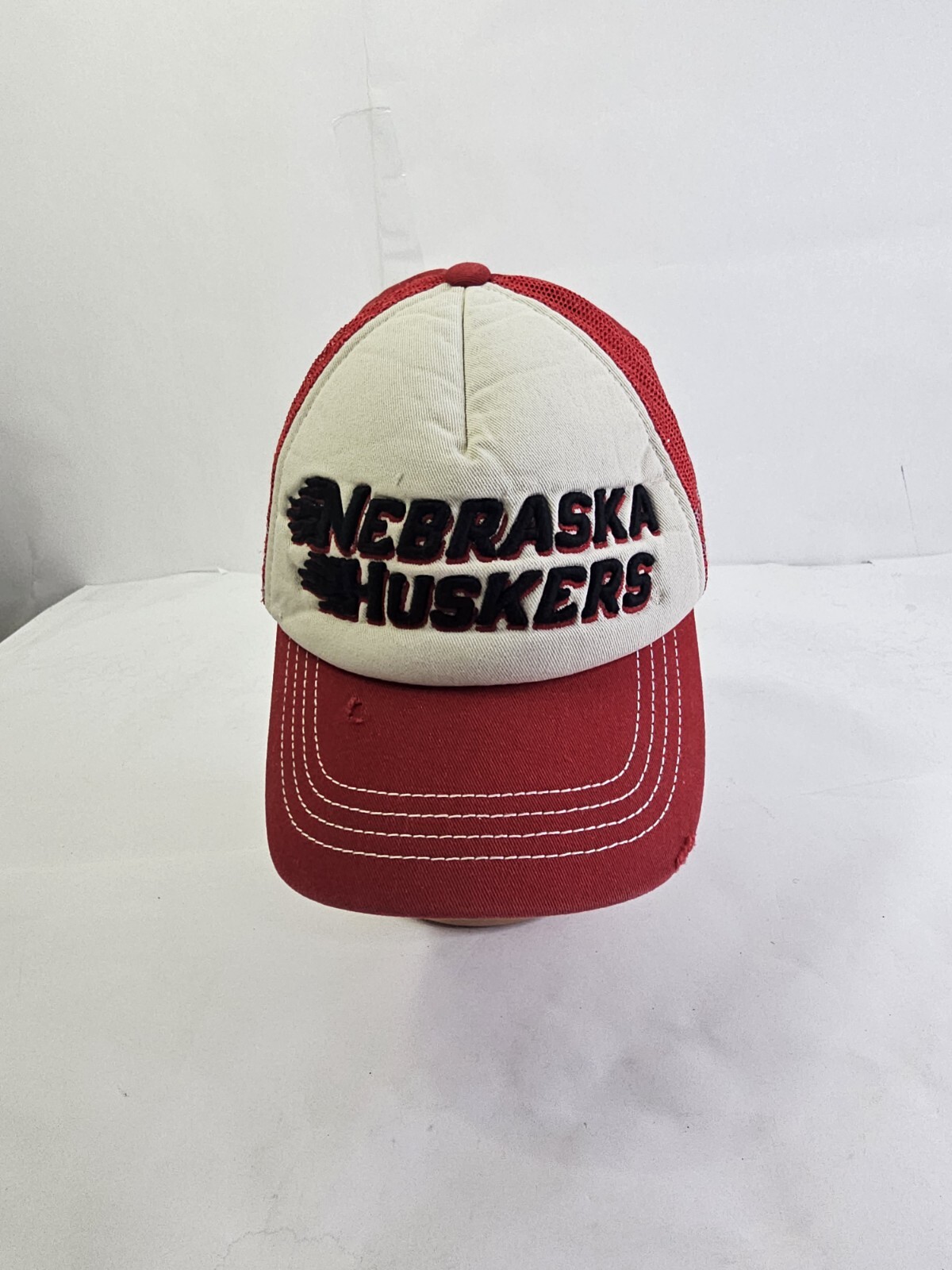 Nebraska Cornbuskers Adidas Red White Black VTG College Football Snapback Hat