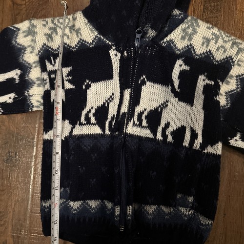 Wool Cardigan Sweater Tejidos Ruminahui Llama Alpaca Hoodie Kids 2,3 - Picture 3 of 5