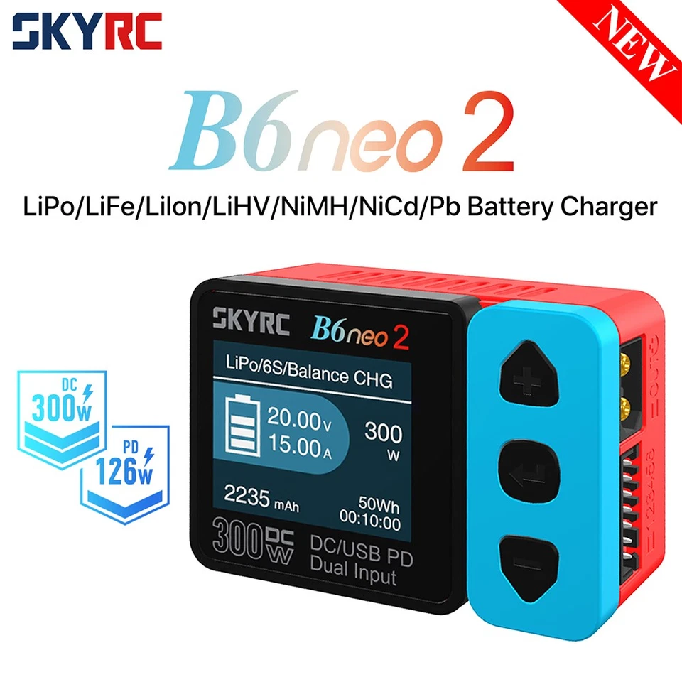 SKYRC B6neo2 Smart Charger DC 300W PD 126W For LiPo/LiFe/Lilon/LiHV/NiMH/NiCd/Pb - Image 2 of 4