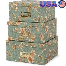Stackable Vintage Decorative Storage Boxes Crafts Keepsakes Office Organization