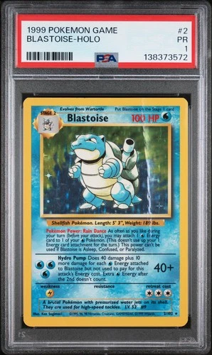 1999 POKEMON BASE SET UNLIMITED #2 BLASTOISE-HOLO PSA 1