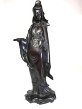 Kannon Bronze Statue Guanyin Vintage Japanese Bodhisattva Buddhist 12.8 in