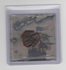 Spain (Empire) 1652 8 Maravedis Copper Cob w/COA in Mini-Folio, Pirate Money!