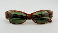 VTG French Tortoise Brown Crystal Accent Cat-Eye Women  s Sunglasses 52-17-130