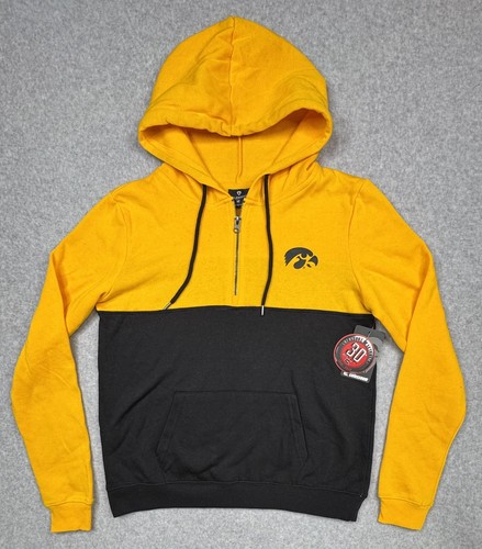 Sudadera con capucha ligera de media cremallera Iowa Hawkeyes dorada/negra Coliseo para mujer talla M - Imagen 1 de 9