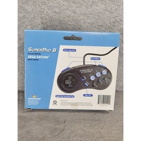 Performance Super Pad 8 Controller for Sega Saturn Black Blue Wired P-400 1997