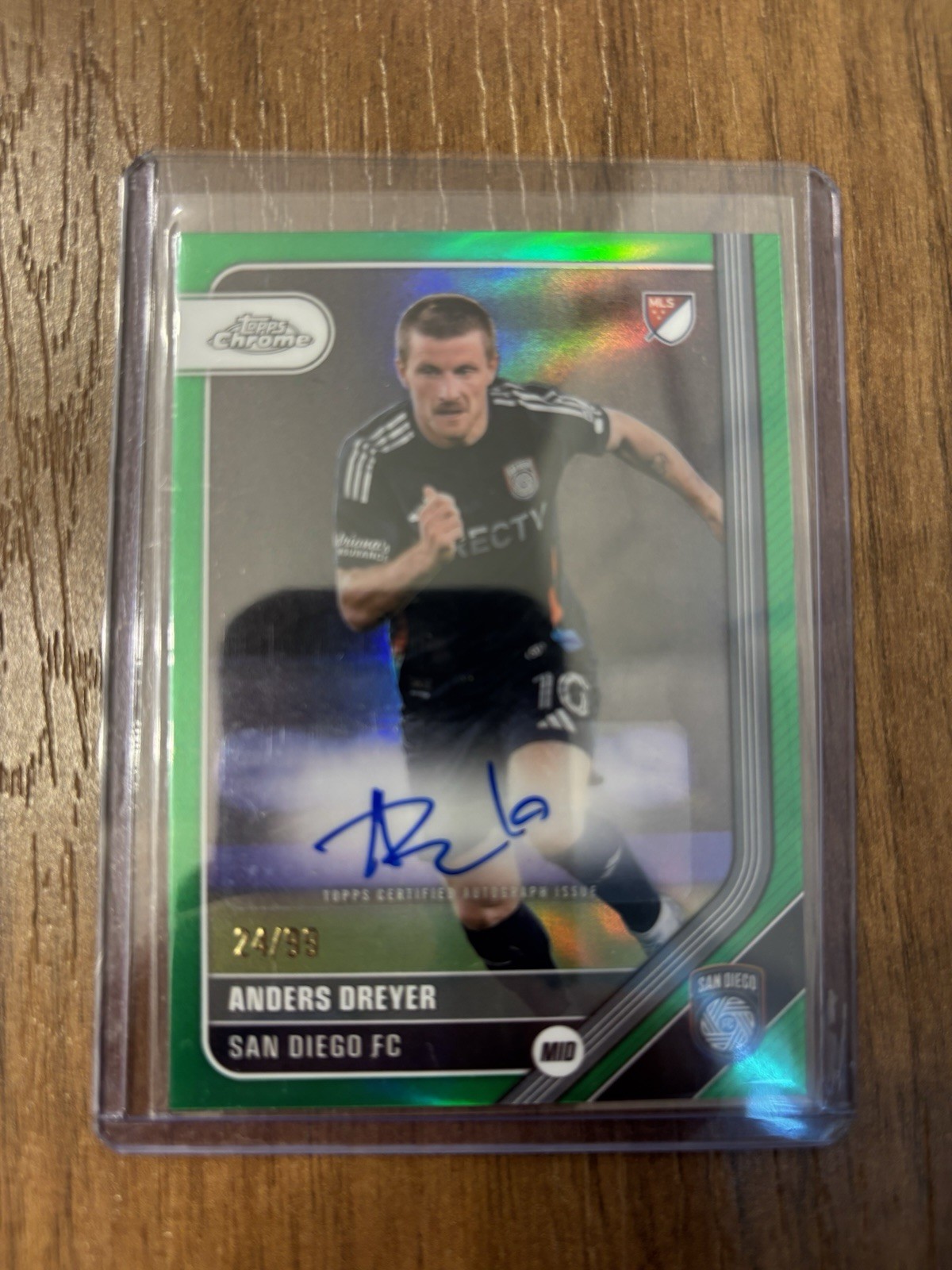 2026 Topps Chrome MLS Anders Dreyer Auto Green Refractor /99 #CA-AD San Diego FC