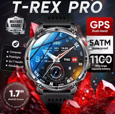 Smartwatch Herren GPS Bluetooth Telefonieren Outdoor Militär AMOLED 1,7'' Fitness