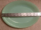 Vintage Fire-King Jadeite Oven-Glass Oval Platter Jane-Ray 12 X 9 Ribbed