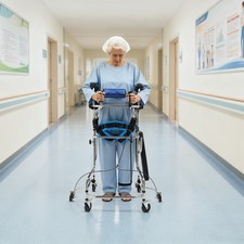 Adult Standing Walker, 8-Wheels Walking Aid for Woman Adjustable Height Width