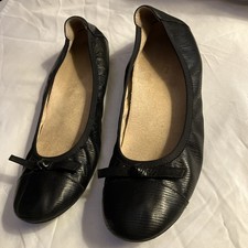 Vionic Black Leather Ballet Flats Amorie Woman s Sz 8 Orthotic Supportive
