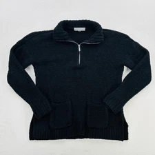 Marled Reunited Clothing Sweater Womens Large Fuzzy Half Zip Pullover Pockets