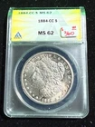 1884 CC MORGAN DOLLAR ANACS MS 62