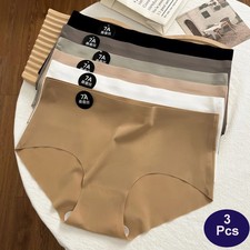 Seamless Panties Mid Rise Soft Lightweight Breathable Women's Underwear 3 Pcs