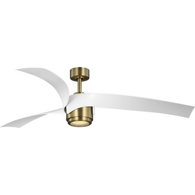 Progress Lighting 60in Insigna White/Brass/Gold Ceiling Fan With LED Light