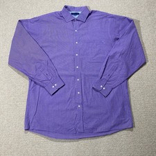 Tommy Hilfiger Dress Shirt Mens XL TALL 17.5 35-37 Lilac Purple Check Formal