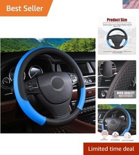 Universal 15-inch Anti-slip Leather Steering Wheel Cover For Comfortable Driving Universal 15-inch Anti-slip Leather Steering Wheel Cover For Comfortable Driving