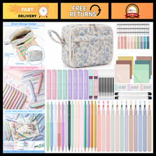 62PCS Aesthetic School Supplies Set - Quilted Pencil Case, Pastel Highlighters &