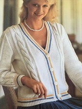 Knitting Pattern Ladies Classic Cricket Cardigan Cable Cotton DK