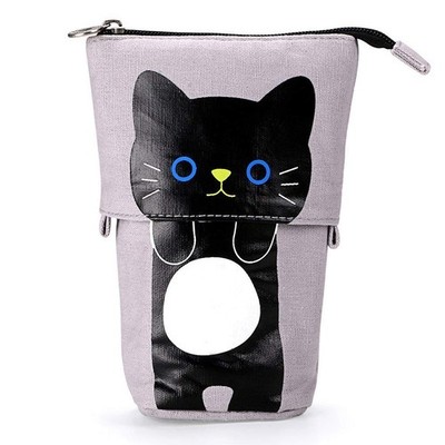Ytuomzi Telescopic Pencil Pouch Standing Pen Holder Cute 19x 12.5x7.5cm, Gray 