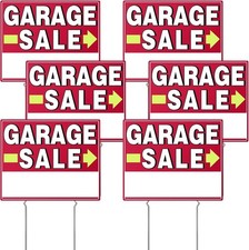Garage Sale Signs, 17" x 13", 6 Pcs Double Side Garage Sale Sign with Stakes ...