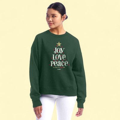 Blessed Girl L Womens Sweatshirt Joy Love Peace Spruce Green Tree Top