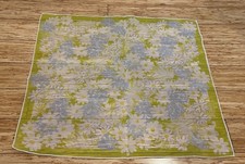 Vintage 1960s Semi Sheer Silky Scarf Floral Green Blue 21  Square