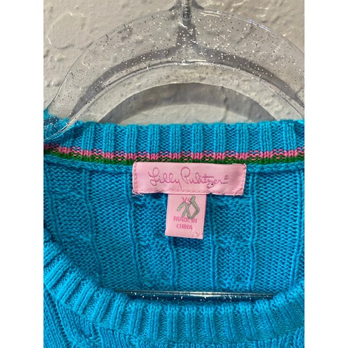 Lilly Pulitzer Blue Cable Knit Crew Neck Sweater XS Preppy Colorful - Picture 4 of 7