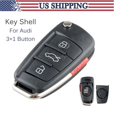 Replacement For 2006 2007 2008 2009 Audi A4 A6 Flip Remote Key Fob Shell Case 4B