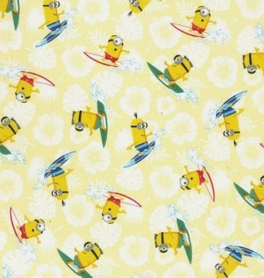 Minions, Baumwollstoff, Aloha, Surfbrett, Sommer,1,50m breit, 115g/m2, bunt,