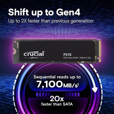 Crucial P310 4TB M.2 2280 PCIe Gen4 3D NAND NVMe, to 7,100MBs SSD