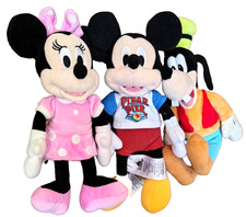 Disney Plush Mickey Minnie Mouse Goofy Lot Of 3 8 to 10 inches