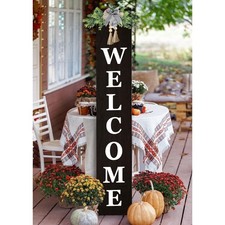 Outdoor Welcome Sign for Front Door Standing 47"X8" Large Farmhouse Wood Fram...
