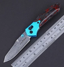 Custom Carbon Fiber Handle Damascus Steel Blade Axis Lock Pocket Folding Knife