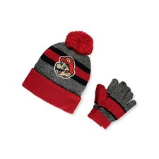 Beanie Cap - Nintendo Super Mariio - Red/Gray Strip Kids/Boys w/Glove Mitten