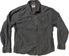 Wrangler Men's Charcoal Black Denim Jean Snap Button Up Western Shirt Size 2XL