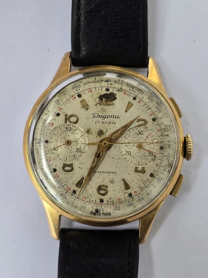 Vintage Watch Dugena Chronograph Mechanic Retro Made In Swiss Mens Original - Image 3 of 4