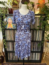 Vintage Retro Blue Paisley Jersey Dress