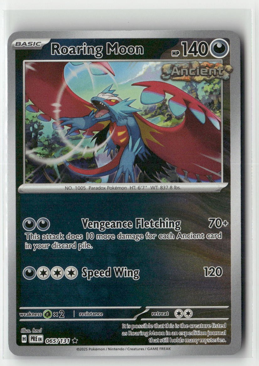 Roaring Moon 065/131 Reverse Holo R SV: Prismatic Evolutions NM Pokemon
