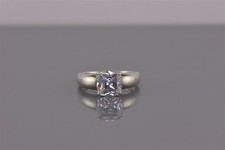 Sterling Silver Cushion Cut Cubic Zirconia Solitaire Webbed Band Ring 925 Sz: 6