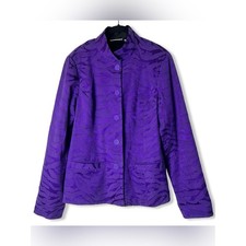 Linea By Louis Dell'Olio Purple Zebra Print Vintage 90s Button Front Jacket Sz M