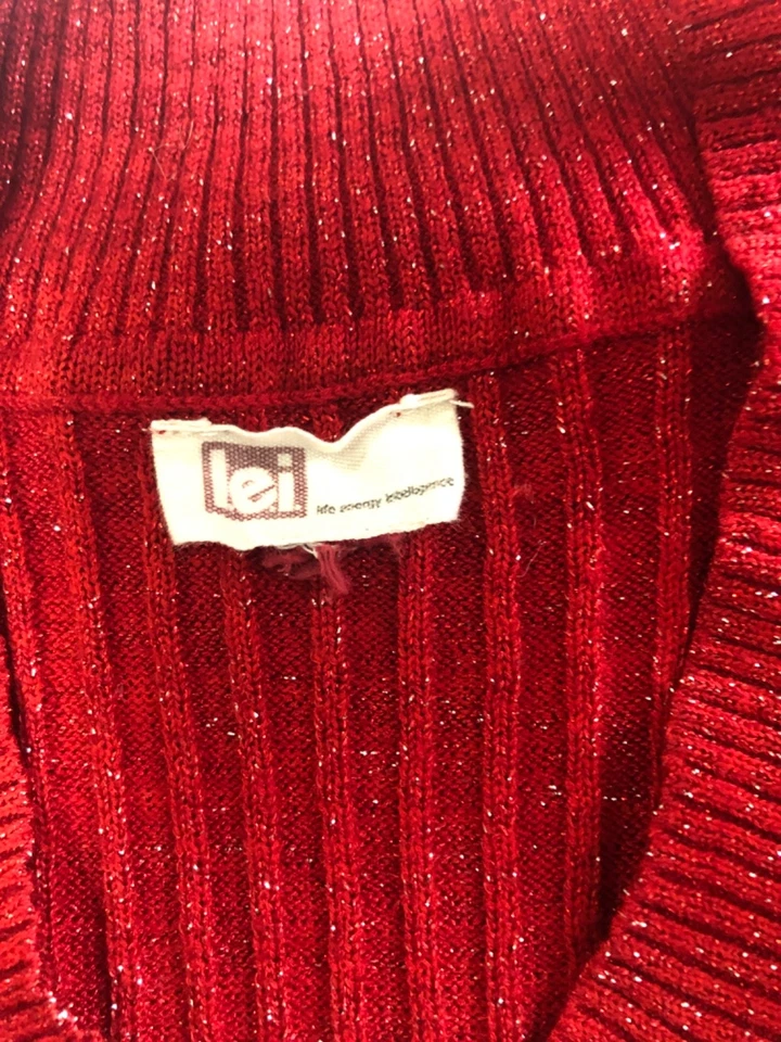 Suéter L.e.i Mujer Junior M Rojo Manga Larga Cuello en V Acanalado Foto 2 de 4
