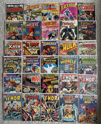 LOT OF 30 MARVEL & DC COMICS SILVER BRONZE LOW GRADE FANTASTIC 4 64 BATMAN 160